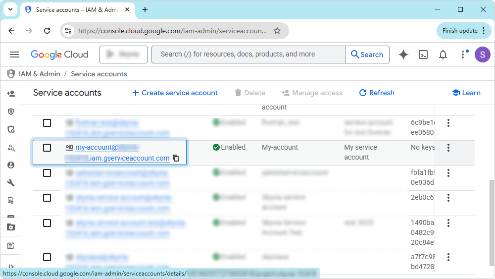The account email address