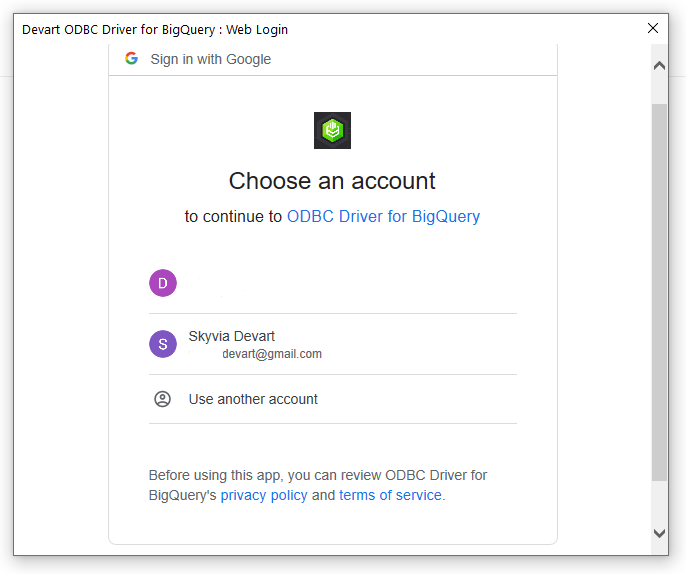 Choose Google Account