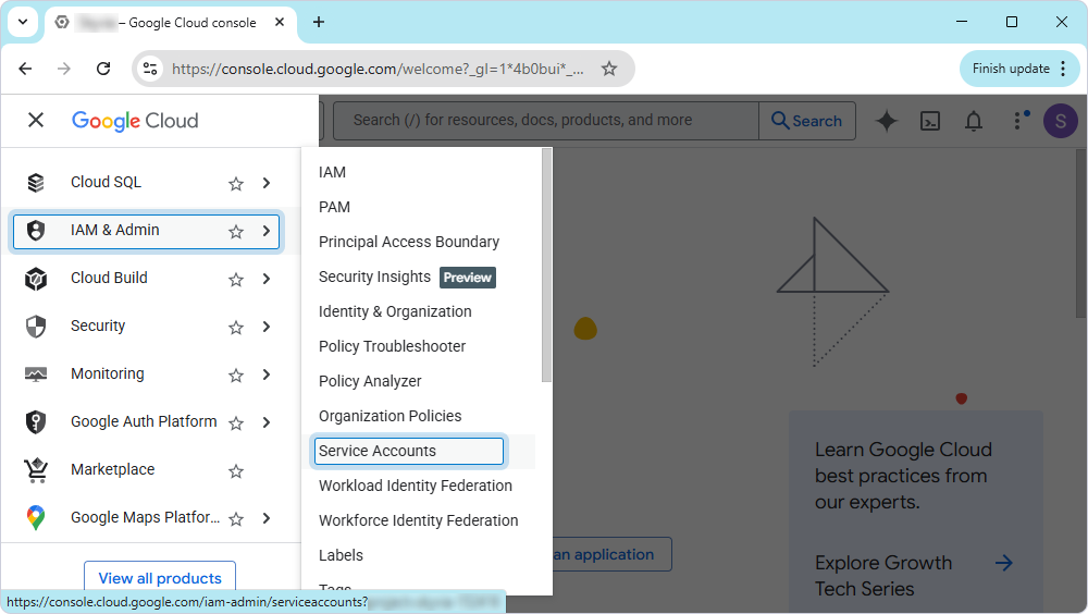 The Security Accounts option