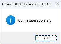 Successful connection to ClickUp