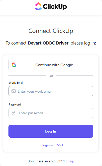 Logging in to ClickUp