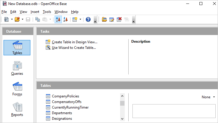 Open Office Table List