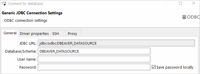 DBeaver ODBC Connection Settings