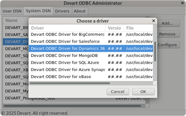 Devart ODBC Administrator