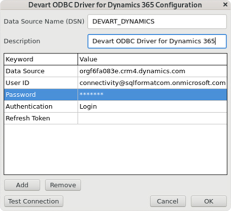 Devart ODBC Administrator parameters
