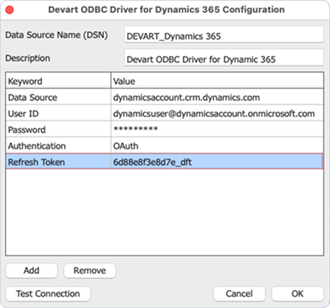 Devart ODBC Administrator parameters