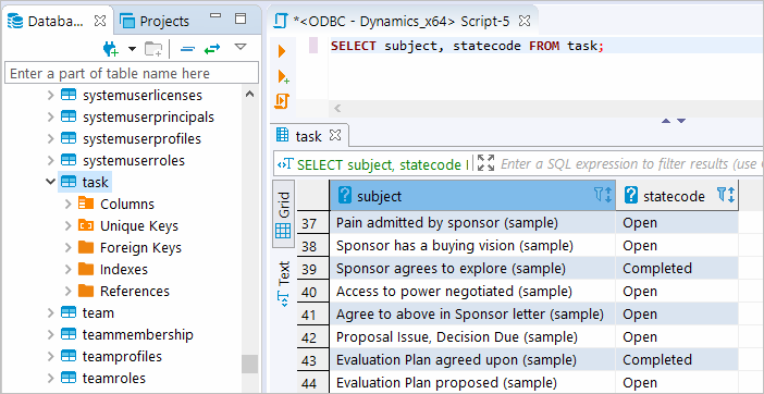 Execute SQL query in DBeaver against Dynamics database