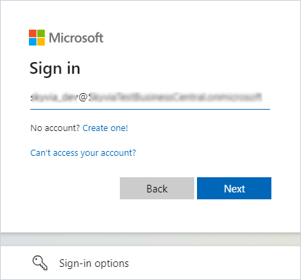 Specifying login credentials to Dynamics 365 Business Central