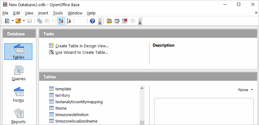 Open Office Table List