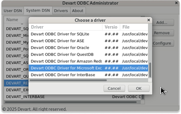 Devart ODBC Administrator