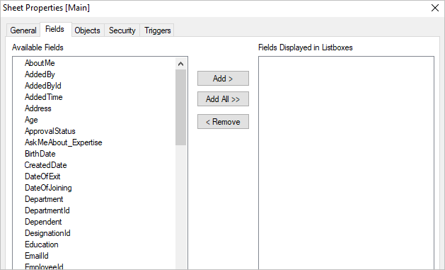 QlikView Select Fields