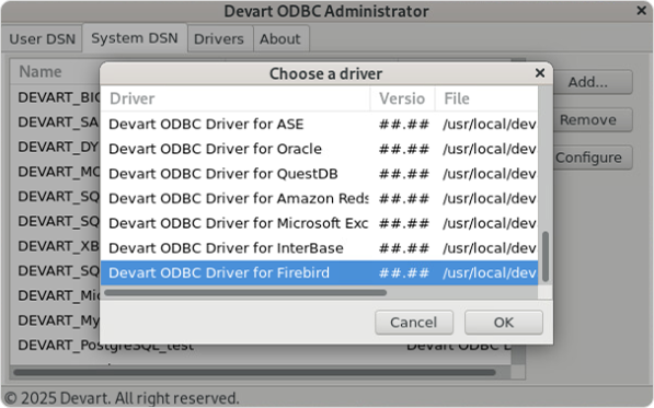 Devart ODBC Administrator