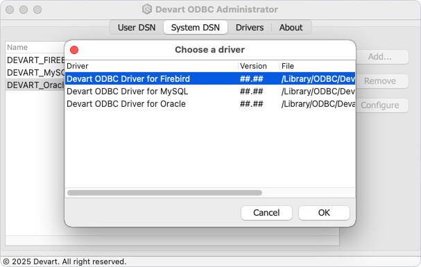 Devart ODBC Administrator