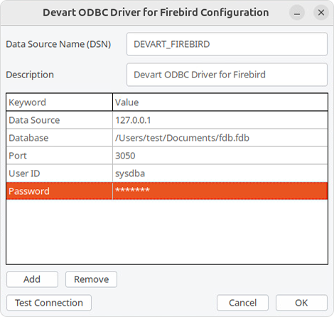 ODBC Administrator parameters