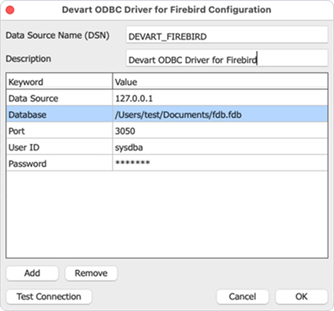 Devart ODBC Administrator parameters