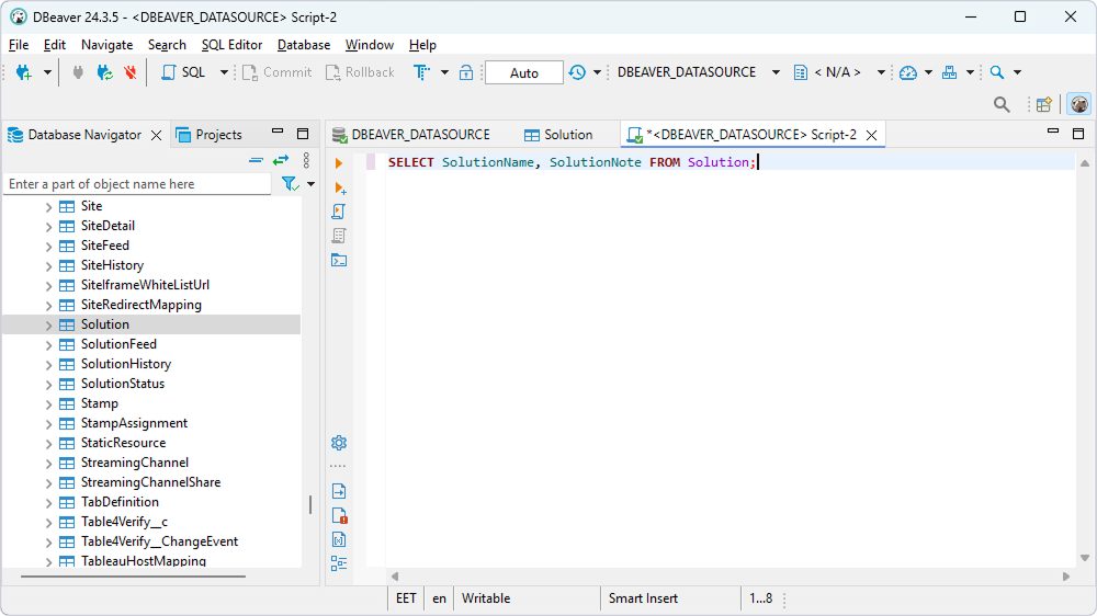 Type SQL query in DBeaver Community