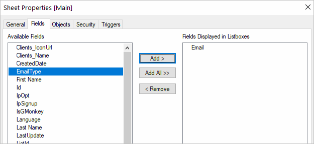 QlikView Select Fields