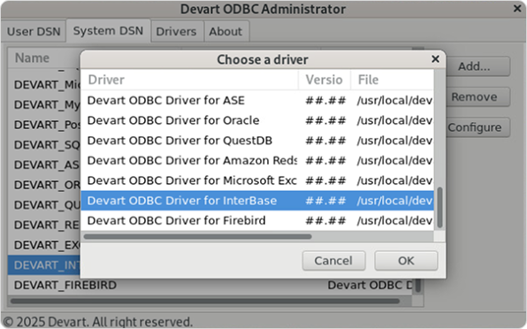 Devart ODBC Administrator
