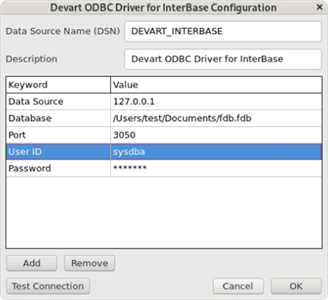 Devart ODBC Administrator parameters