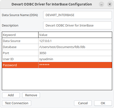 ODBC Administrator parameters
