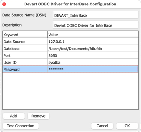 Devart ODBC Administrator parameters