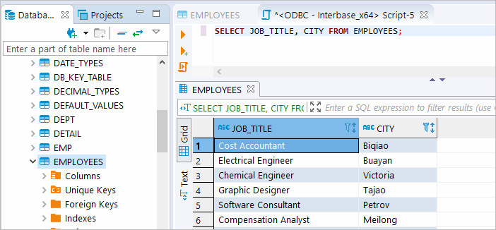 Execute SQL query in DBeaver against InterBase database