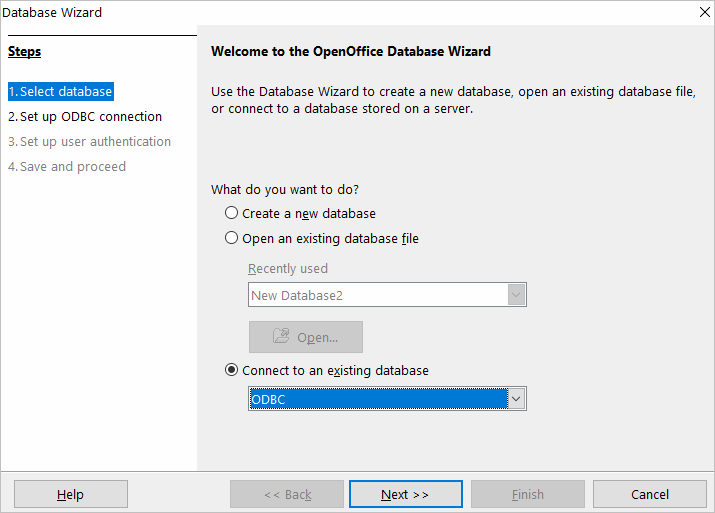Open Office Database Wizard
