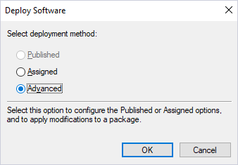 Selecting Advanced Software Deployment Method