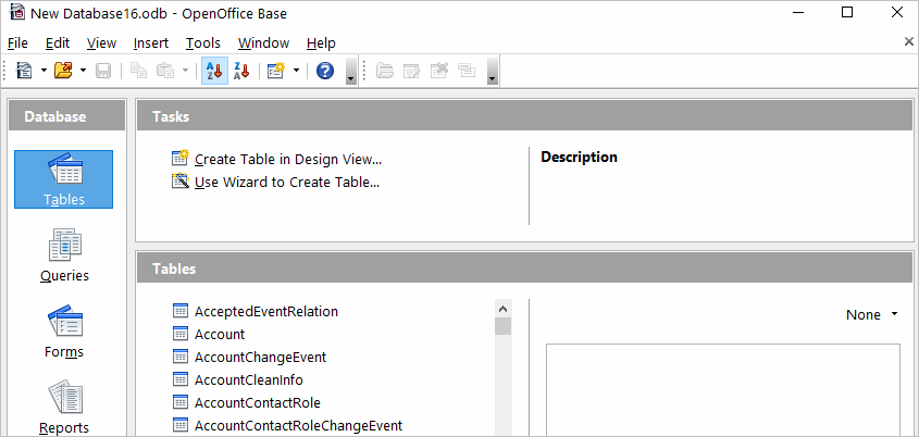 Open Office Table List