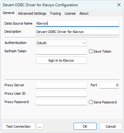 Klaviyo connection settings