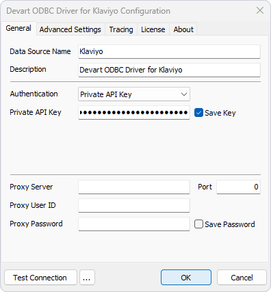 Specifying Private API Key for Klaviyo