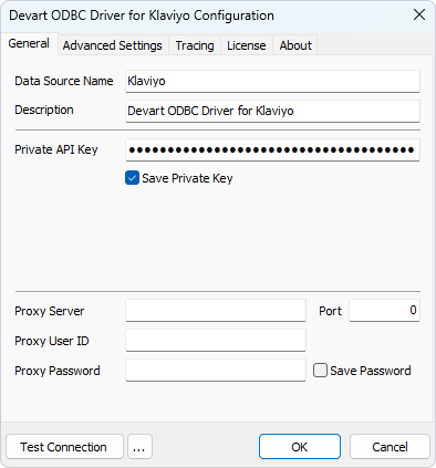 Specifying Private API Key for Klaviyo