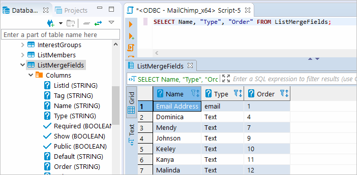 Execute SQL query in DBeaver against Mailchimp database