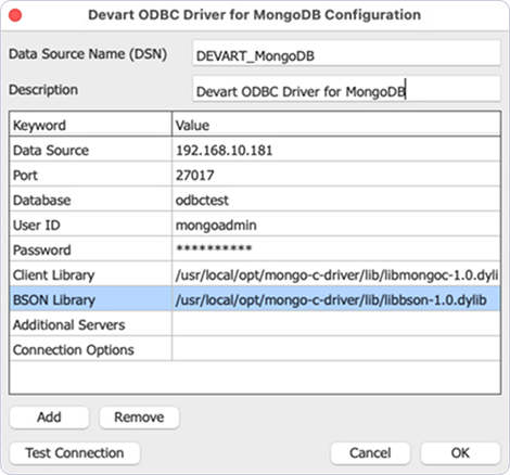 Devart ODBC Administrator parameters