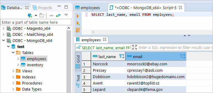 Execute SQL query in DBeaver against MongoDB database