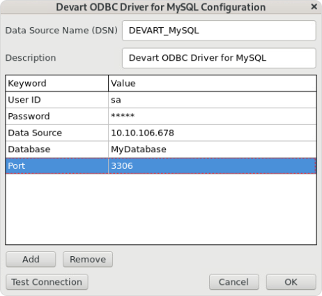 Devart ODBC Administrator parameters