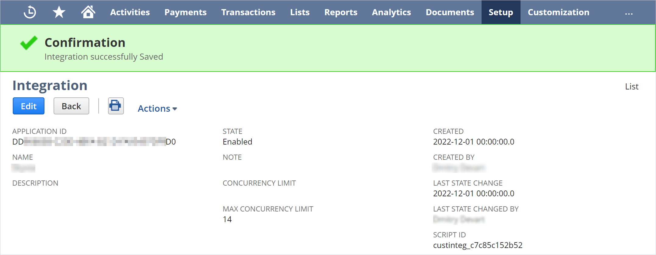 Copy Application ID in the Integration pane