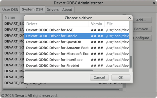 Devart ODBC Administrator