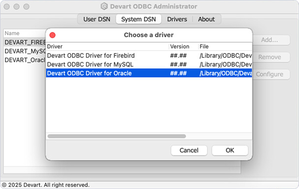 Devart ODBC Administrator