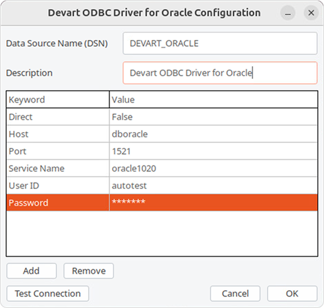 ODBC Administrator parameters