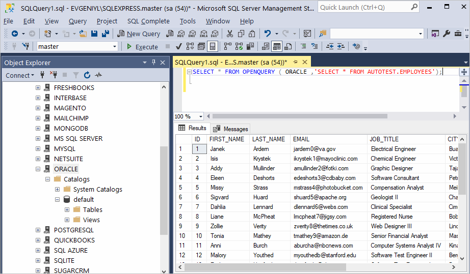 Can Sql Server Management Studio Connect to Oracle?