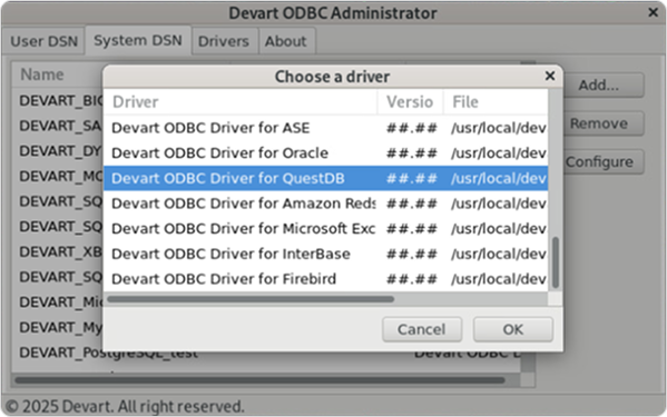 Devart ODBC Administrator