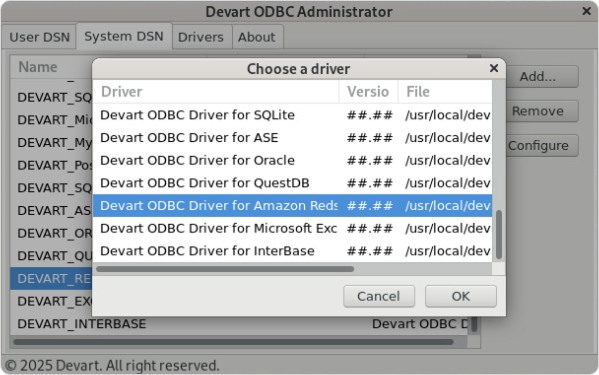 Devart ODBC Administrator