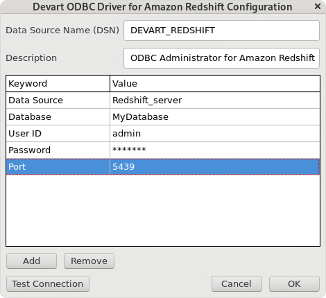 Devart ODBC Administrator parameters