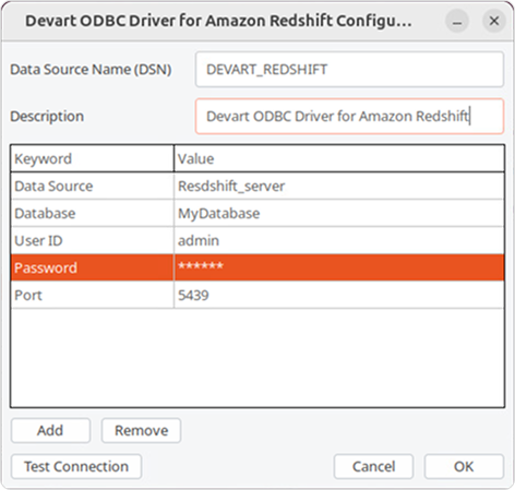 ODBC Administrator parameters