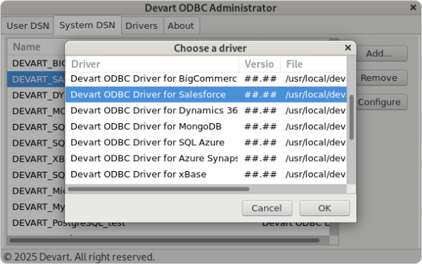 Devart ODBC Administrator