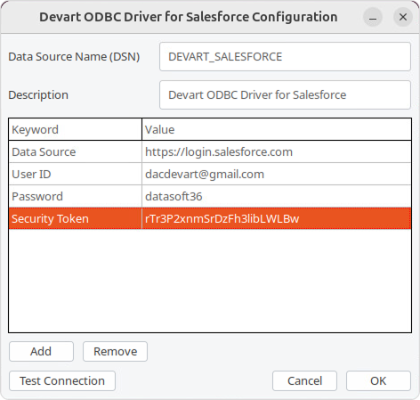 ODBC Administrator parameters