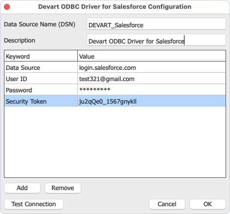 Devart ODBC Administrator parameters