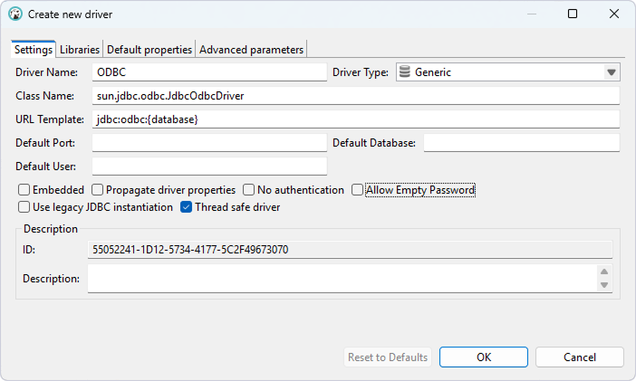 Make configuration settings for a new driver