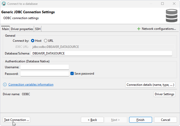 Specify the name for your database